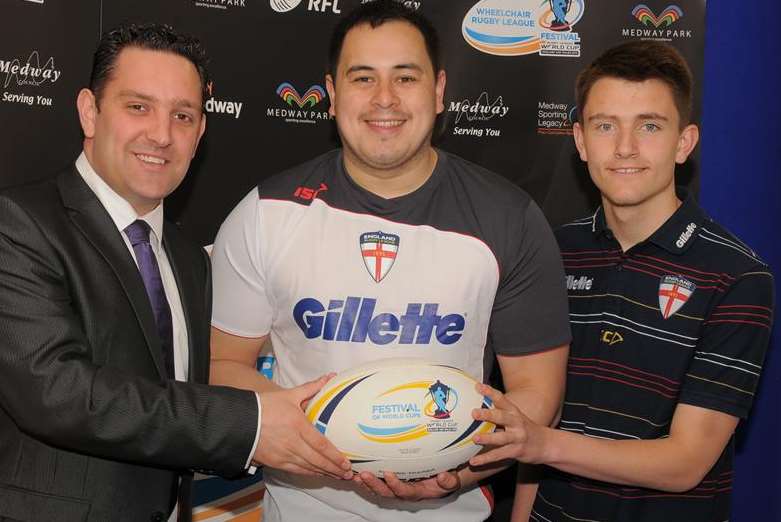 David Butler, Mark Roughsedge and Joe Coyd at rugby World Cup launch
