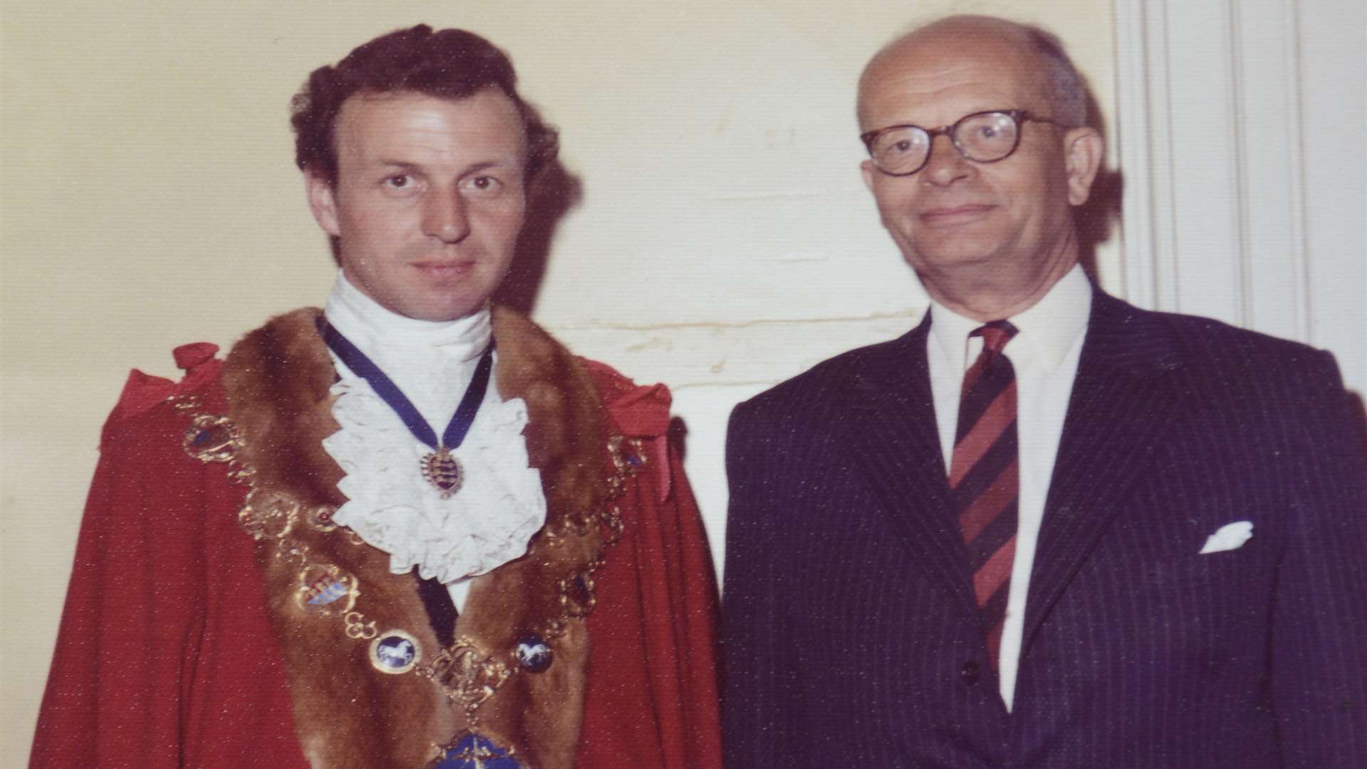 Mr Capon was the youngest Mayor of Hythe in the town's history aged 34. He is pictured here in 1973 with General Lassells the Queen's cousin