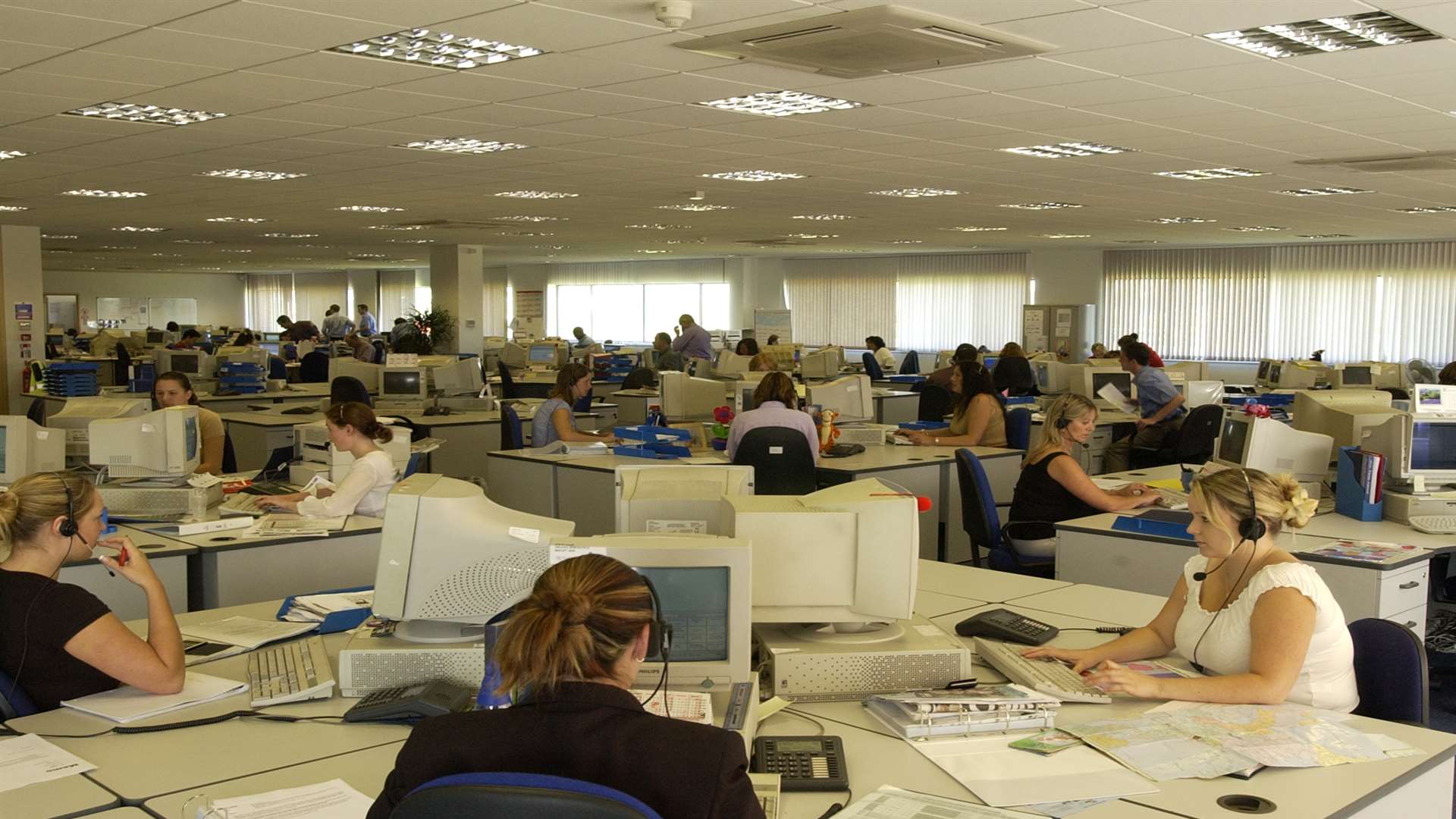 Staff at the call centre when it was Rail Europe