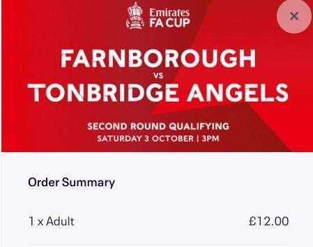 Farnborough having been selling tickets online but won't be able to let anyone in who supports Tonbridge Angels