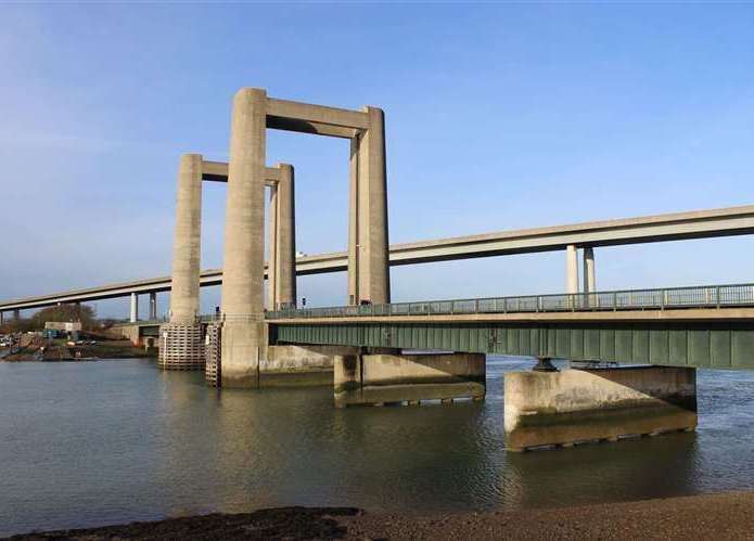 The Sheppey Crossing and Kingsferry Bridge. Stock picture