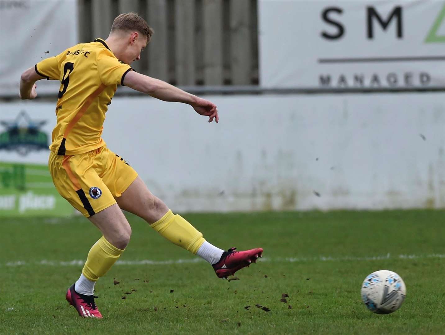 Oliver Freeman scores for Bearsted against Welling Town. Picture: Ian Scammell