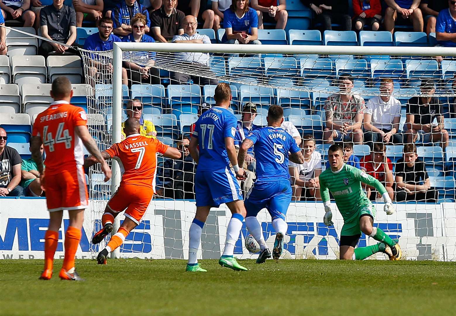 Blackpool take the lead at Priestfield Picture: Andy Jones