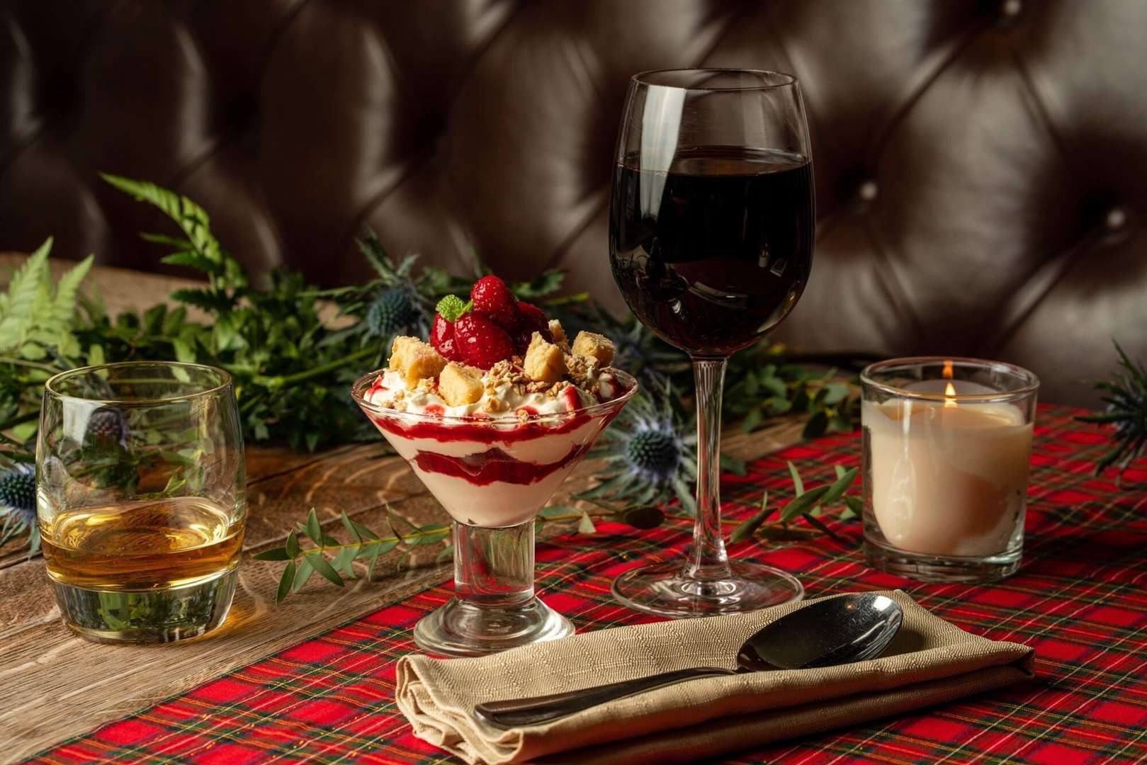 Cranachan with whipped whisky and oat cream, raspberry compote and Scottish shortbread. Picture: Frankie Julian / Shepherd Neame