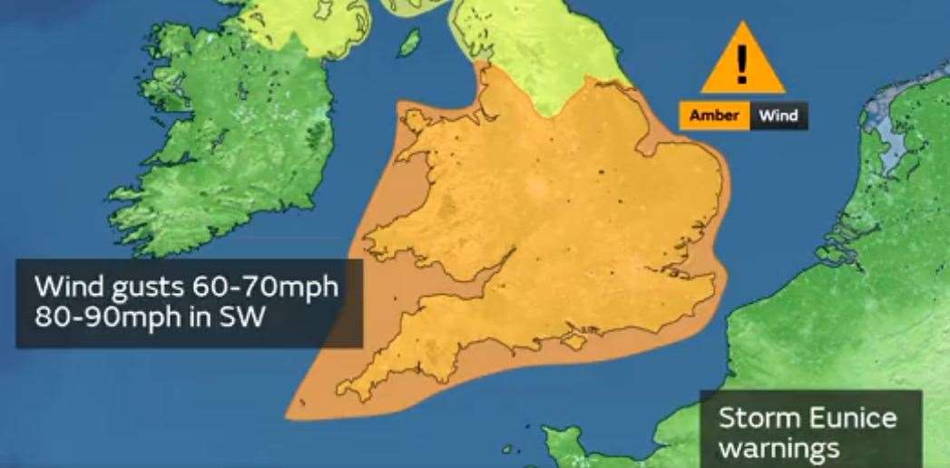 An amber warning is in place for Friday. Picture: Met Office