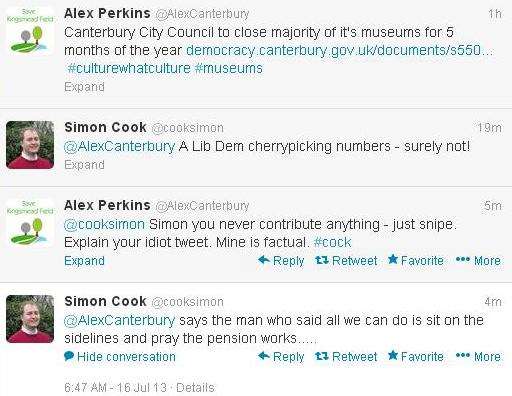 Twitter spat between councillors Alex Perkins and Simon Cook