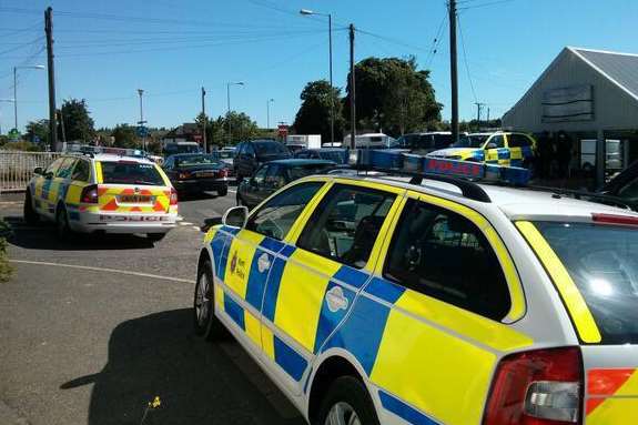 A large police presence during a police stand-off in Darenth. Picture: Oli Horwood