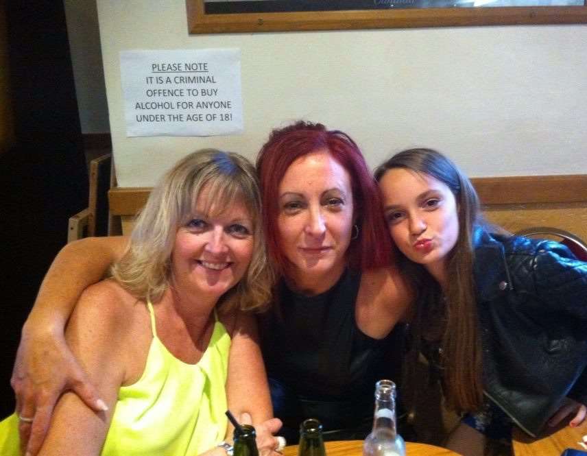 Family friend Jayne Russon, mum Rachel Bridges and daughter Emily