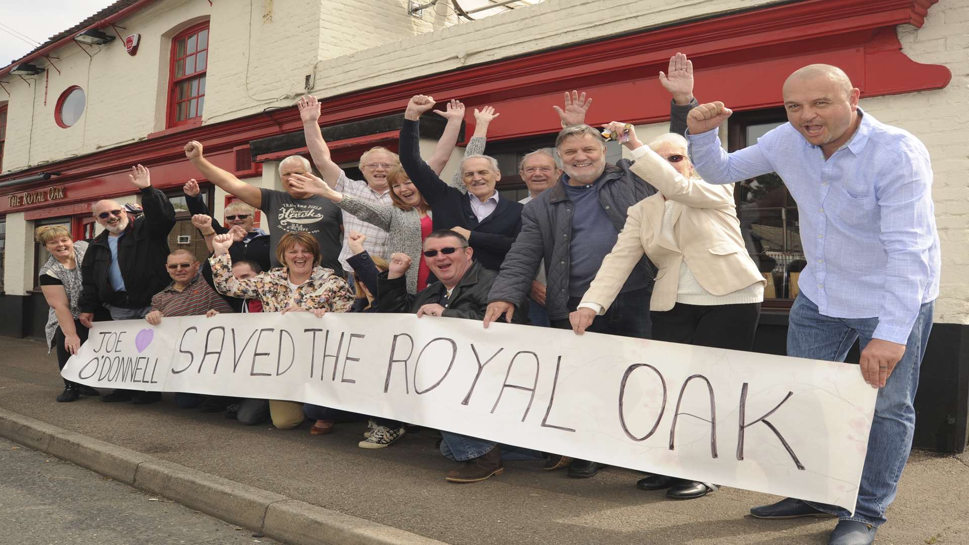 Campaigners outside The Royal Oak in Cooling Road, Frindsbury