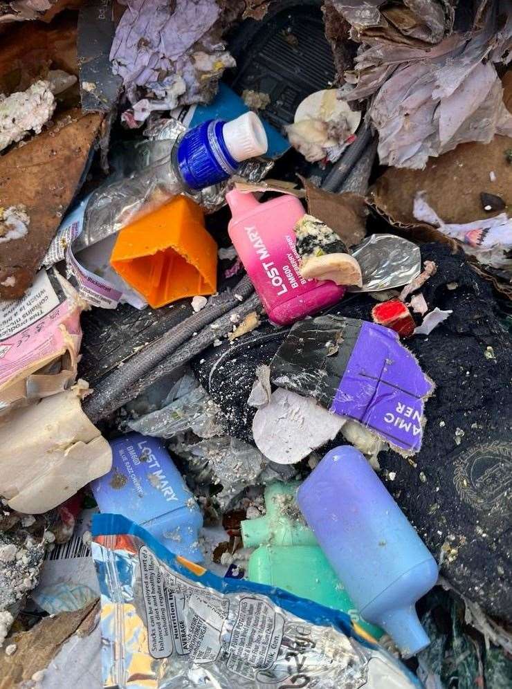 Vapes and other household waste contaminated the load. Picture: Swale council