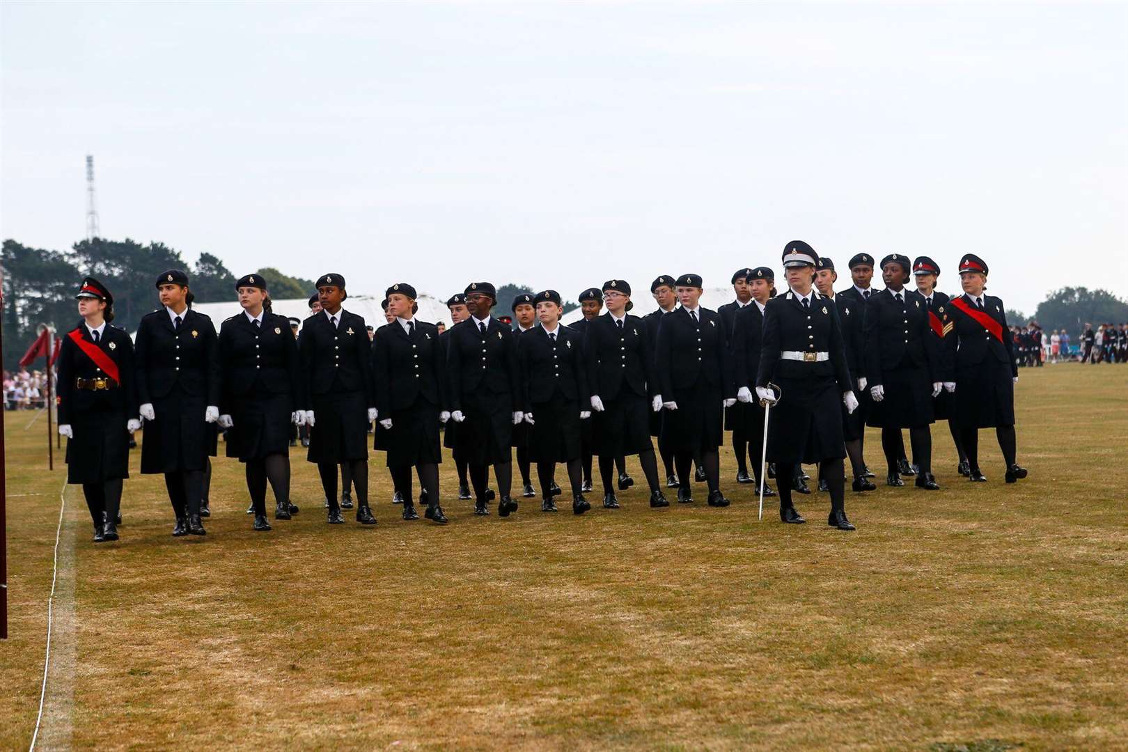 The yellowing grass illustrated the hot, dry weather, but the students kept their composure. Picture courtesy of Duke of York's Royal Military School.