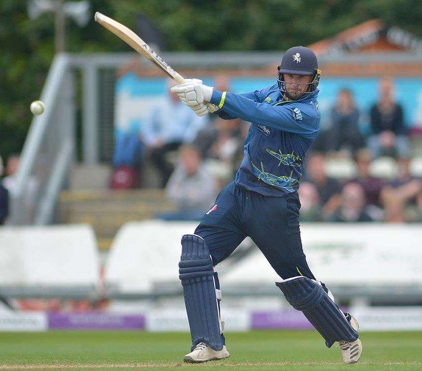 Alex Blake batting for Kent in their semi-final win against Worcestershire. Picture: Ady Kerry (2578726)