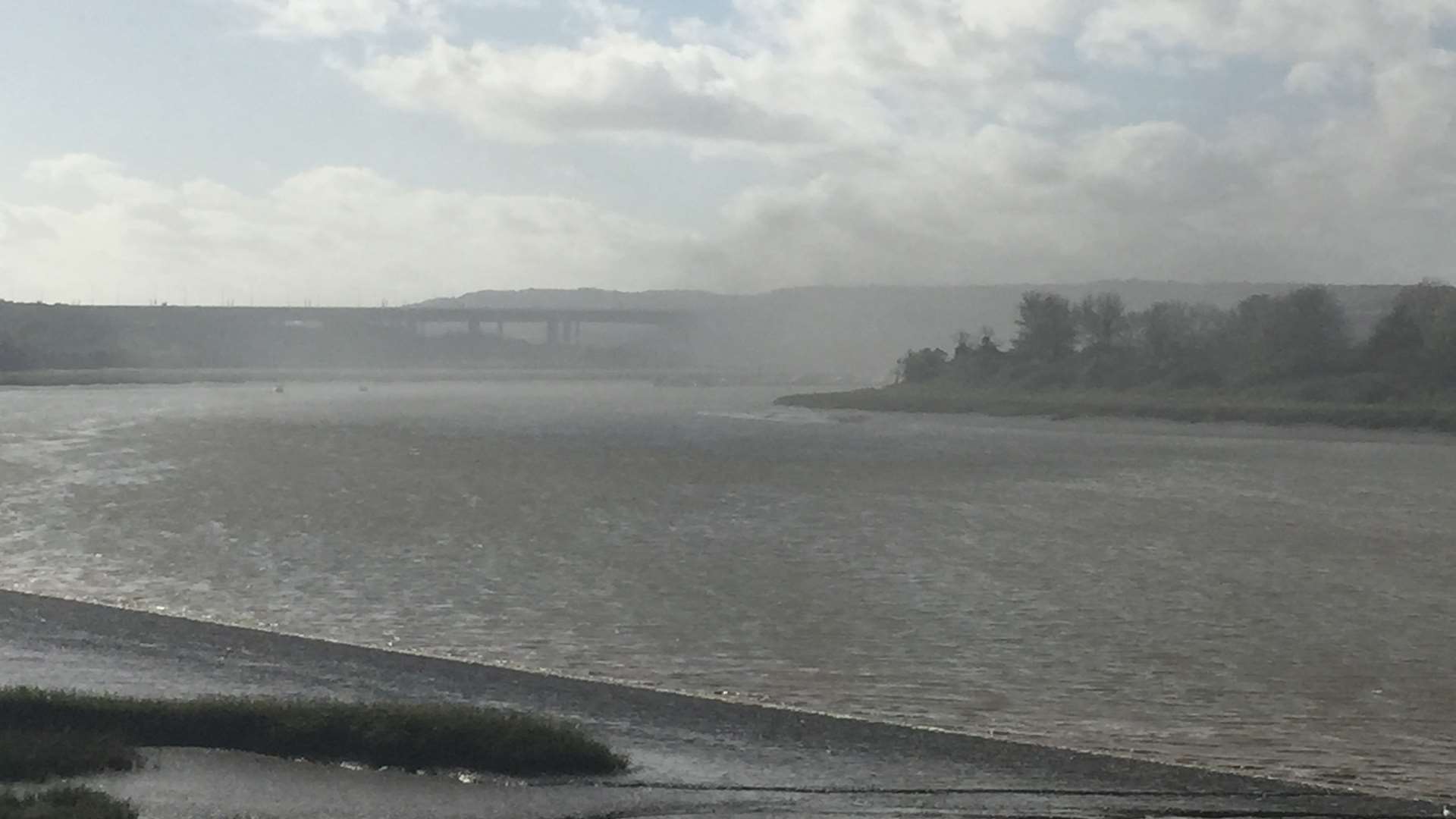 Smoke from the fire is billowing across the River Medway. Picture: Lizzie Massey.
