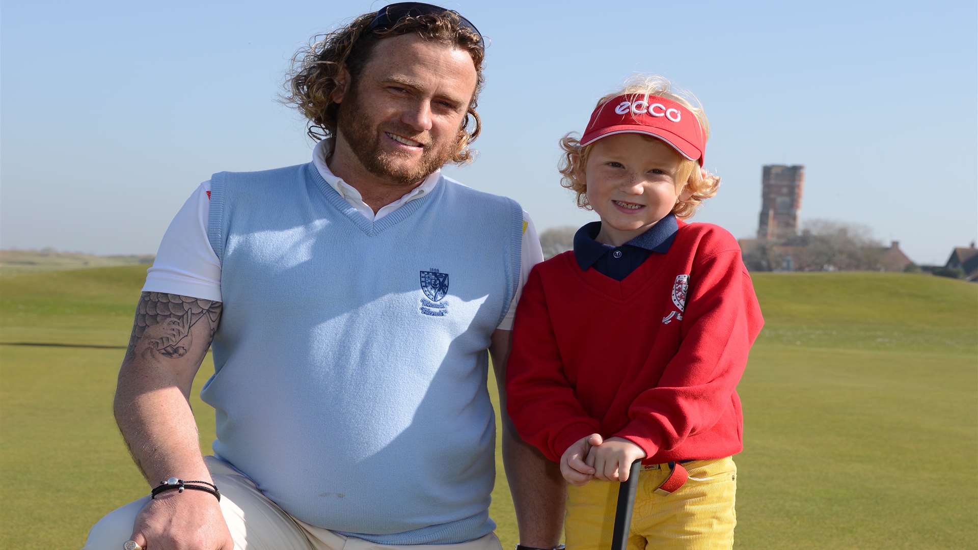 Arthur Saunders, five, who is going to compete in a USA golfing championship with dad Kevin. Picture: Gary Browne
