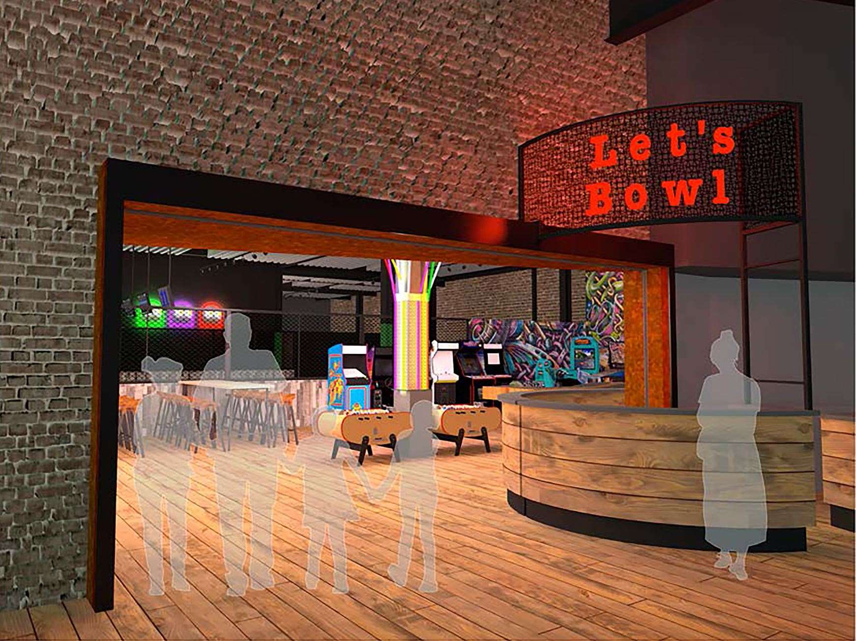 What the bowling alley entrance could look like at Sittingbourne's Bourne Place leisure quarter. Picture: The Light Cinema