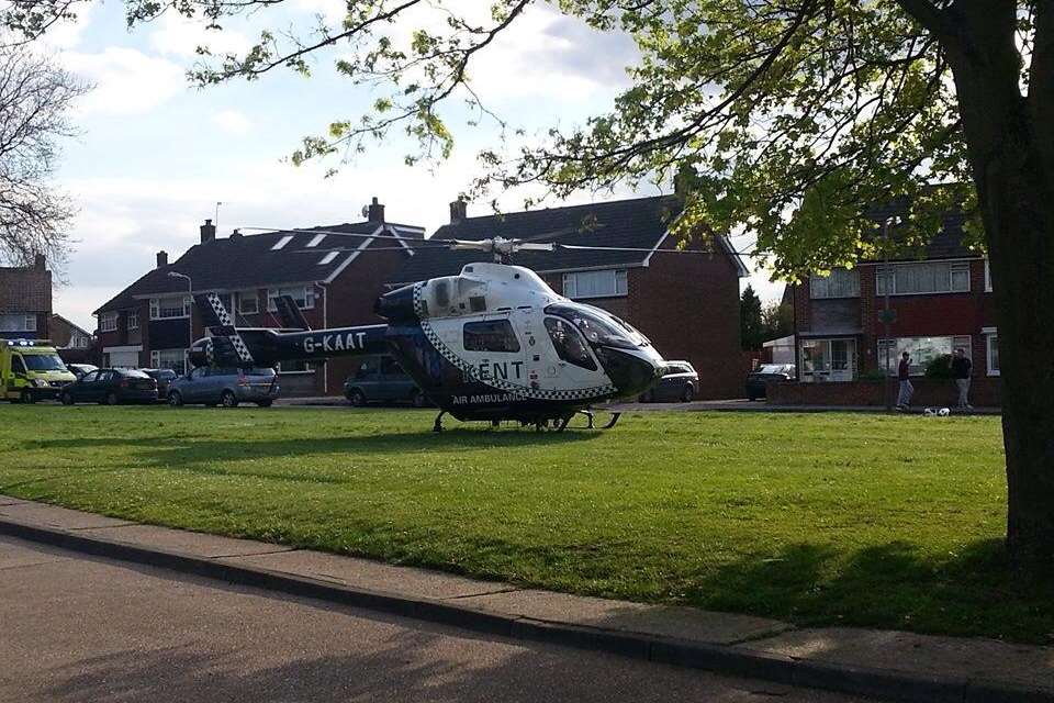 The air ambulance landed in Sara Park