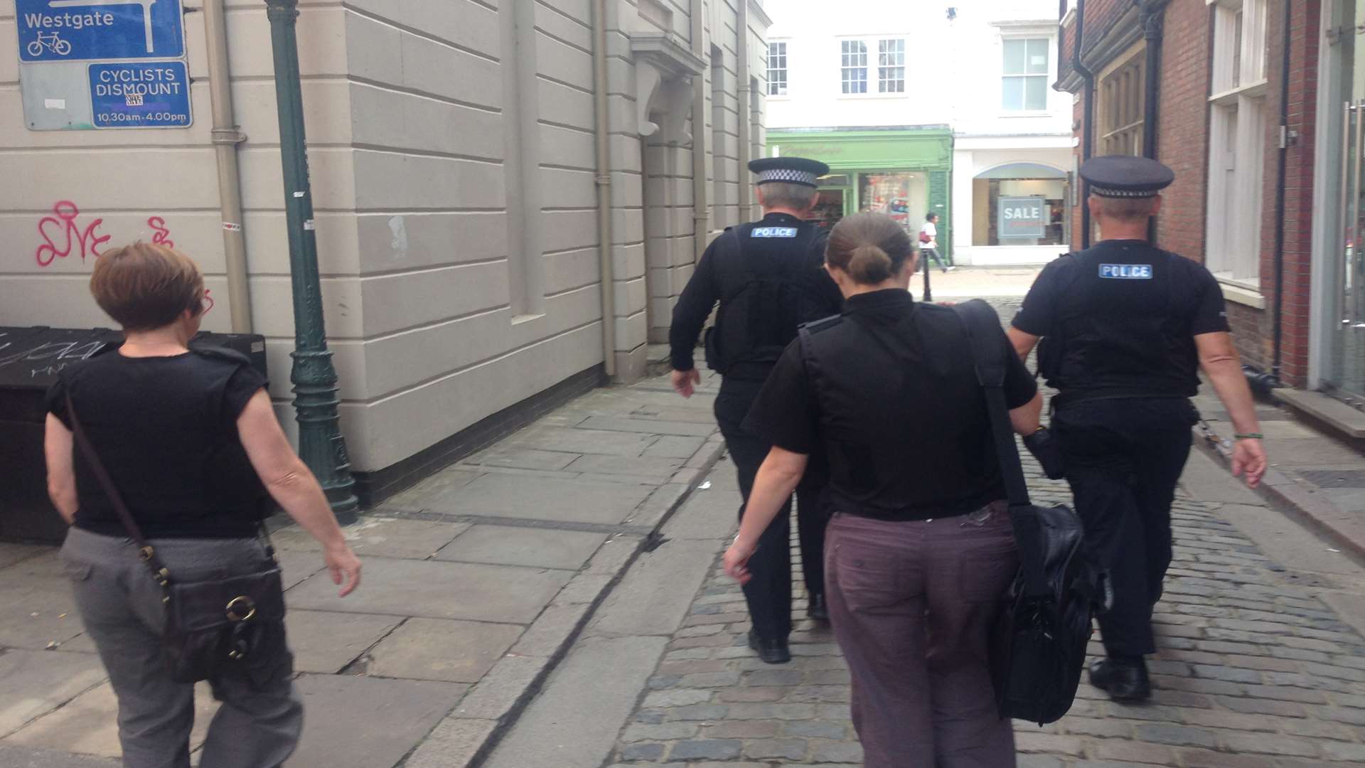 Officers on the way to a raid in Canterbury