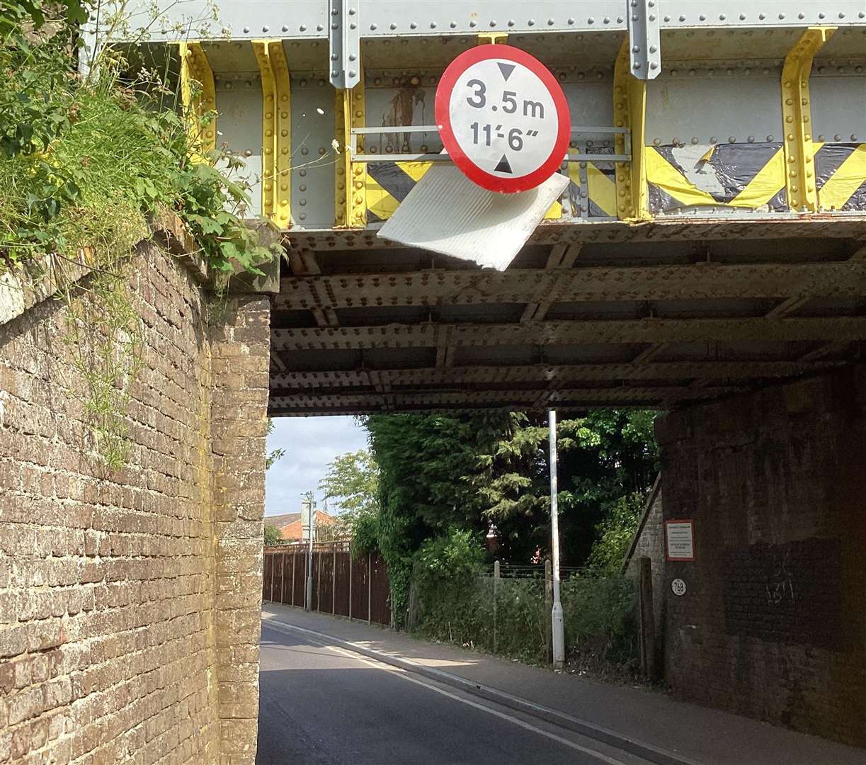 Superficial damage was caused to the bridge on Faversham Road after it was struck by a vehicle. Picture: Network Rail