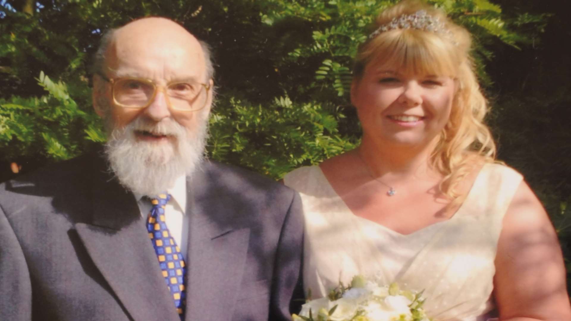 Cathy Kinnon with her dad at her wedding