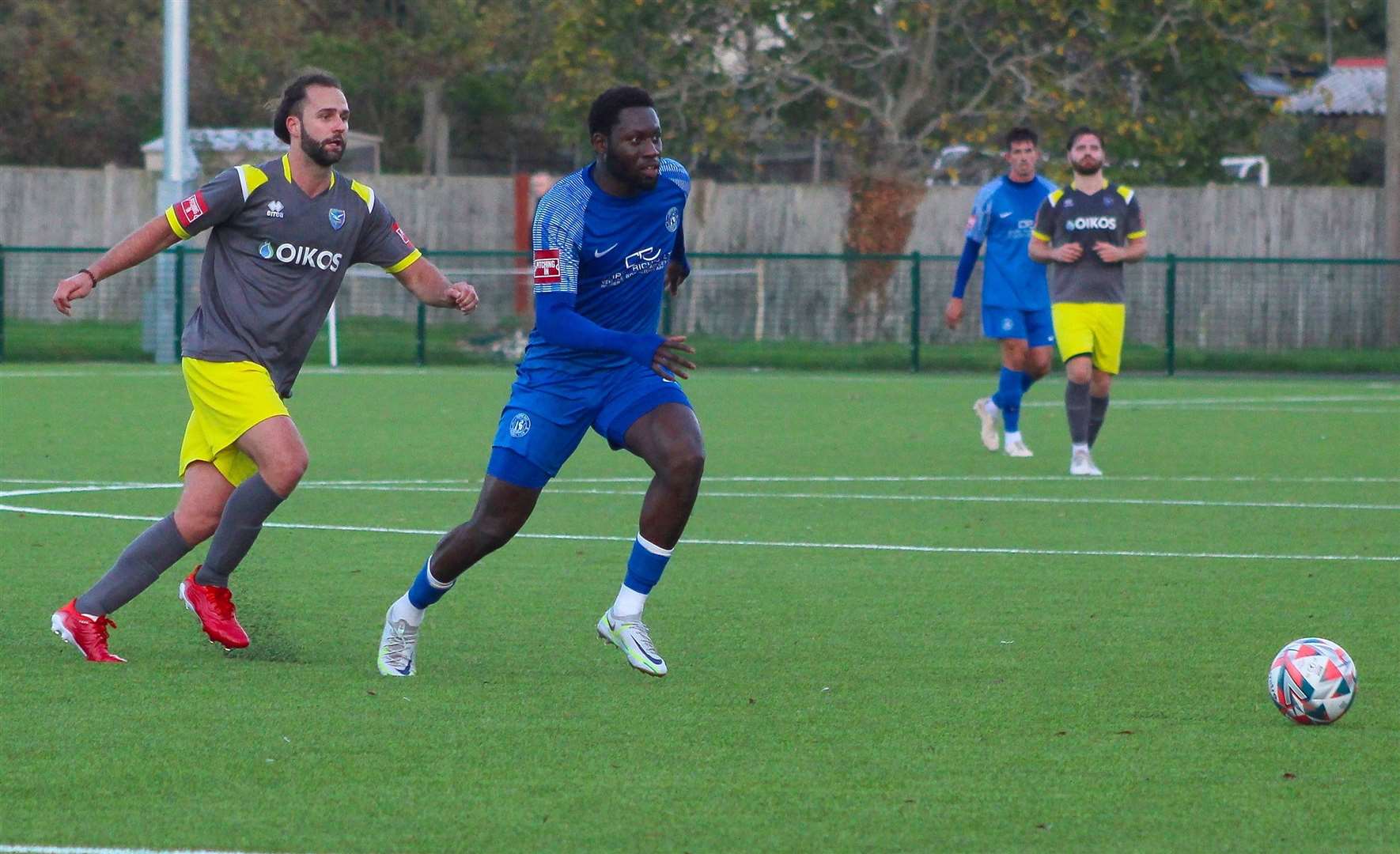 Herne Bay frontman Marcel Barrington came off the bench in their loss to Folkestone. Picture: Keith Davy