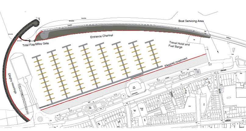 The proposed layout of the now abandoned Herne Bay marina plan