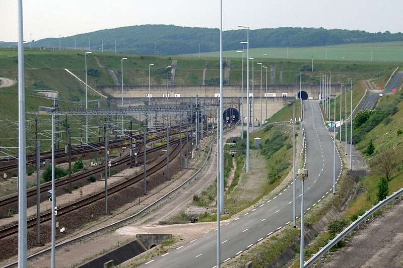 The Eurotunnel terminal at Coquelles. Pic from Wiki Commons.