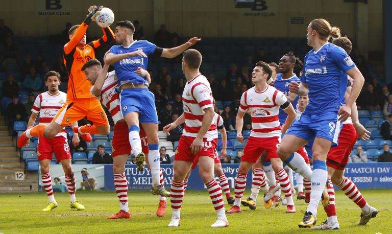 Conor Wilkinson challenges for the ball in the Doncaster area. Picture: Andy Jones