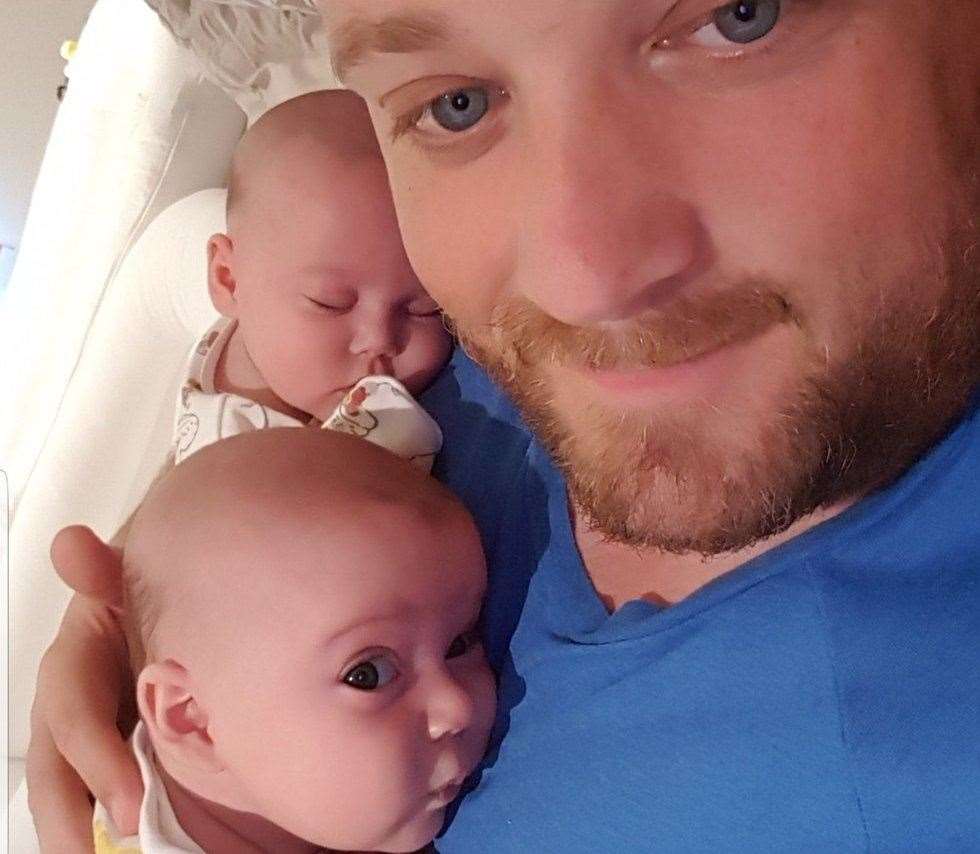 Steven Ford with his twins