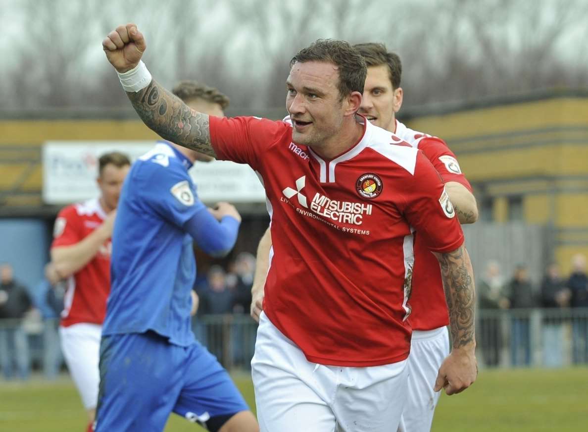 Danny Kedwell scored Ebbsfleet's first goal at St Albans Picture: Dave Plumb
