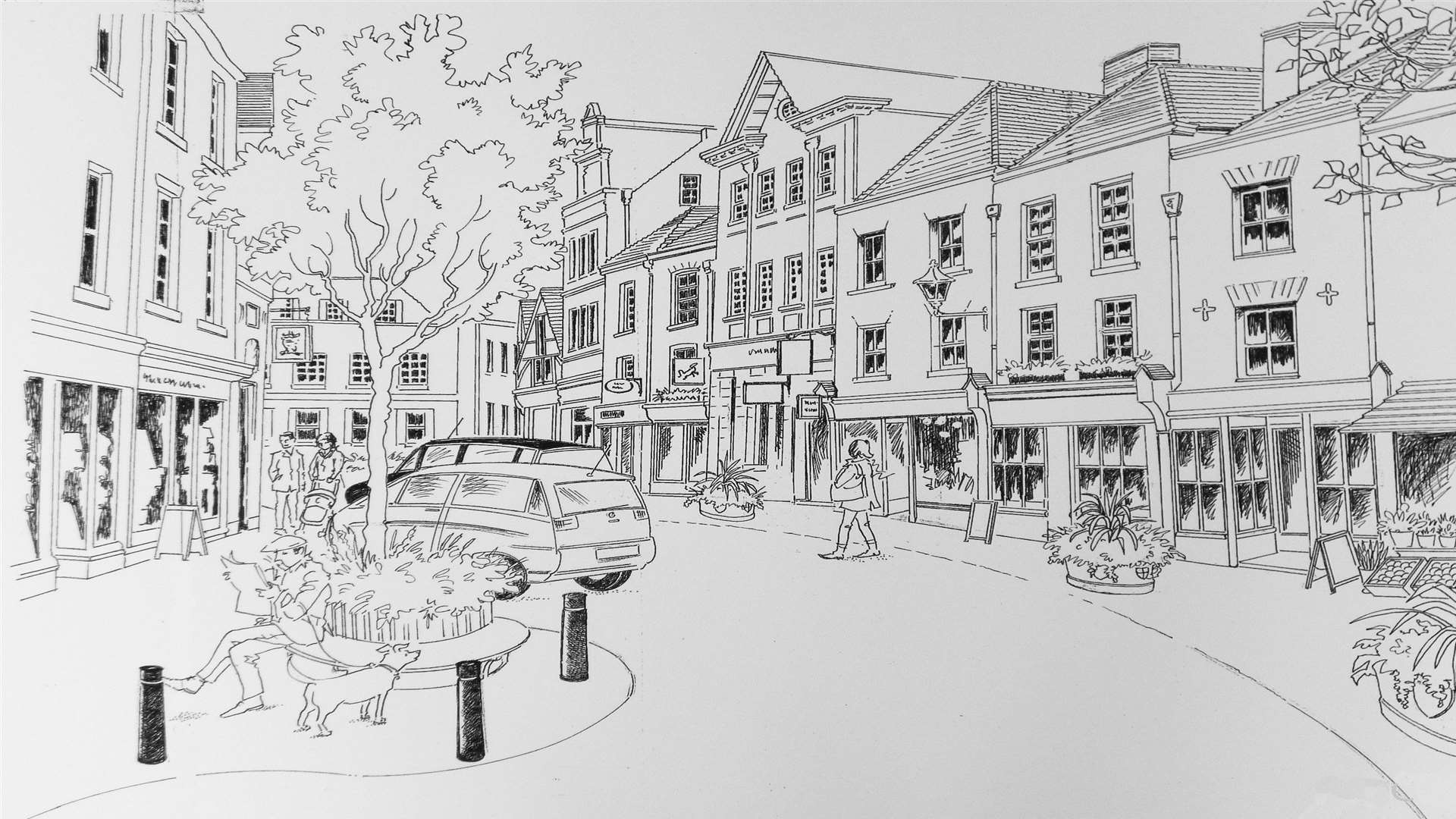 Sandwich Town Team's artistic impression of how Market Street would look after the improvements