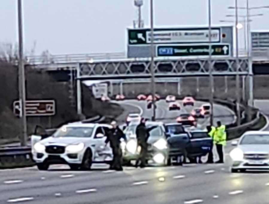 Up to 10 vehicles were damaged during the chase on the A2 near Gravesend, according to a witness. Picture: Leanne Verrall