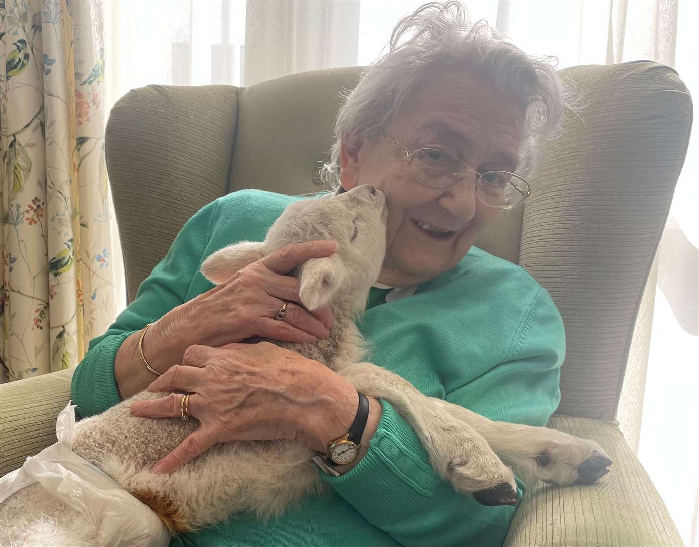 Resident Anita with one of the lambs. Picture: Harrier Lodge