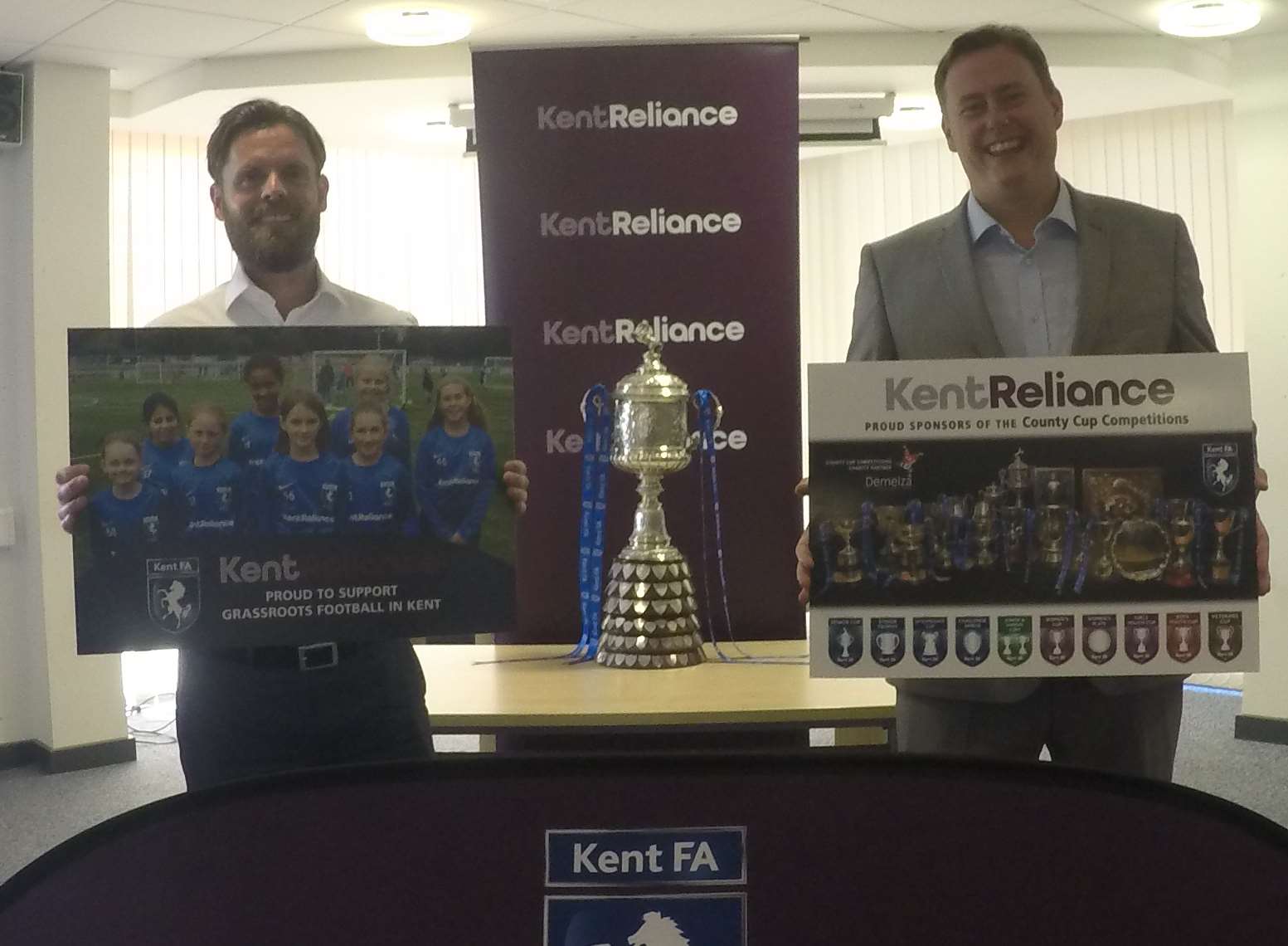 Kent FA's Paul Dolan with Robert Gurr, of Kent Reliance