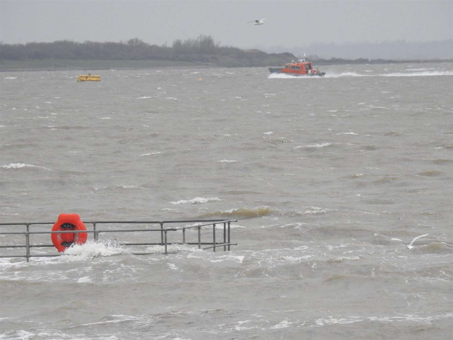 High tide flooded Neptune's Jetty at Sheerness, Sheppey. Picture: Adam Young/Swale Weather