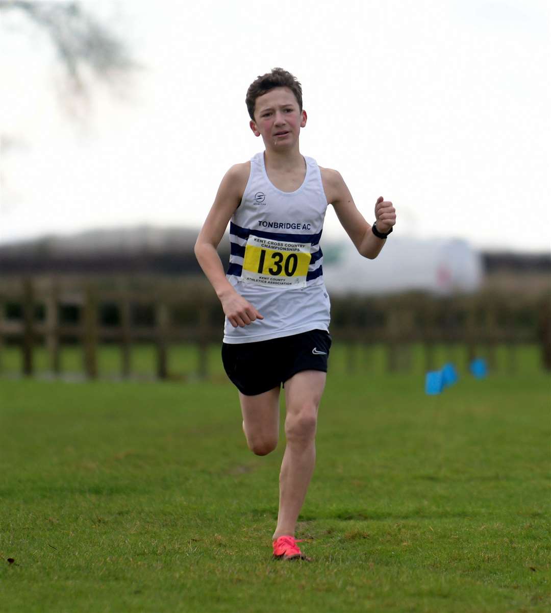 Luca Szumilewicz of Tonbridge AC won the under-13 boys’ race. Picture: Barry Goodwin