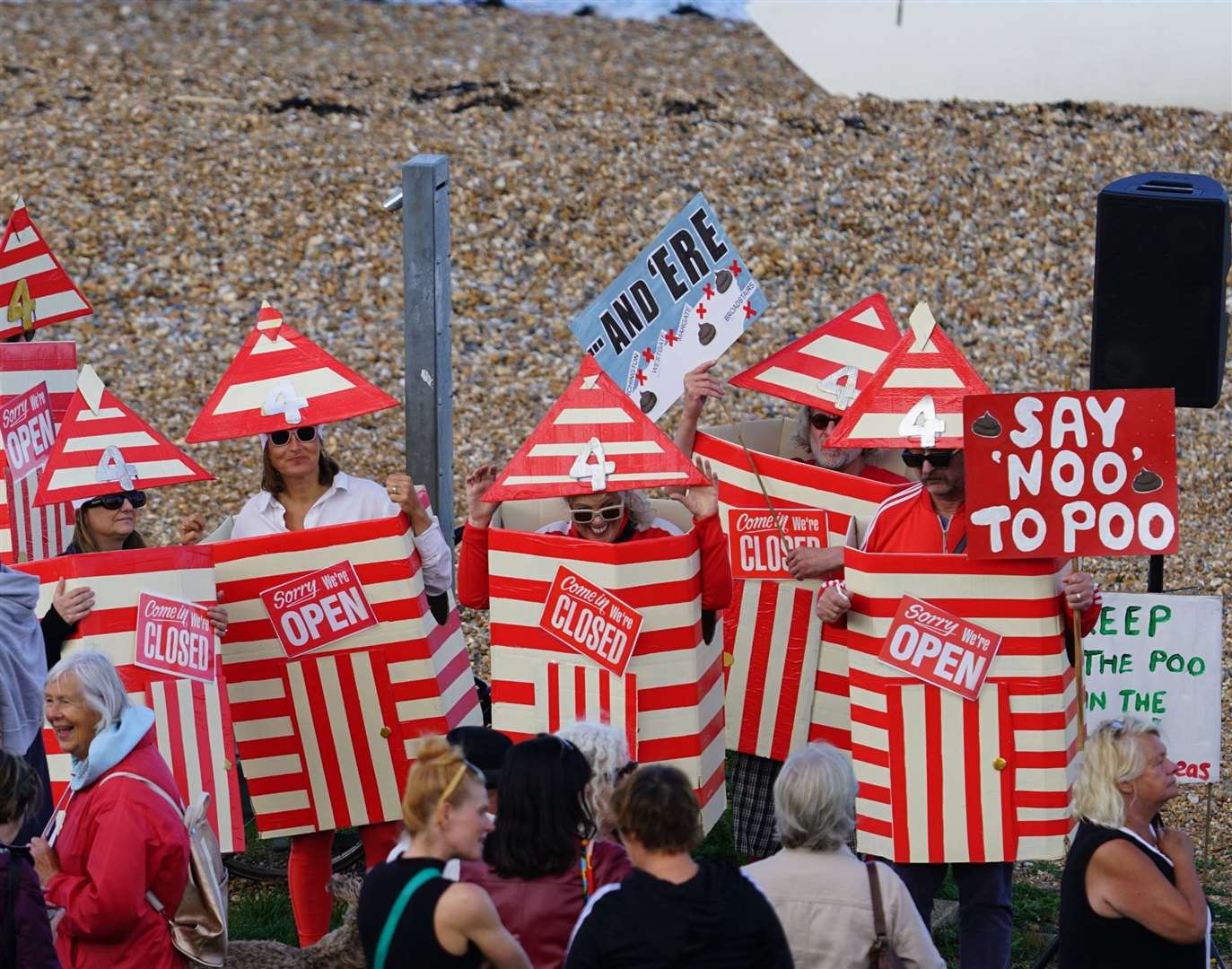 Campaigners held a demonstration against the sewage spilling into Tankerton beach Photo: @WhitstableLive
