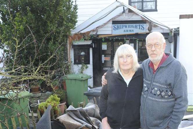 Landlord Derek Coles with his wife Ruth at The Shipwrights Arms
