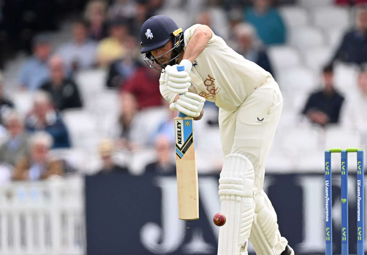Captain Jack Leaning – top scored with 21 as Kent were skittled for a measly 85 in their second innings in a heavy defeat to Nottinghamshire. Picture: Keith Gillard