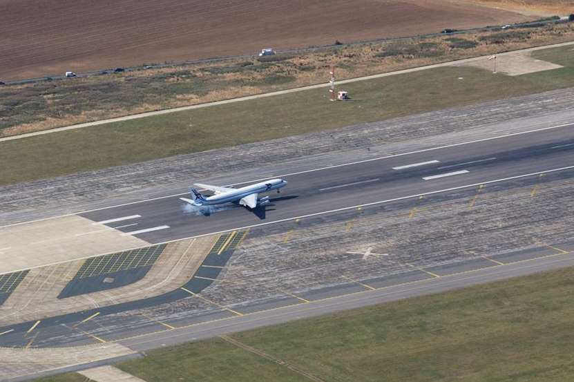 A plane landing at Manston airport before its closure. Picture: Simon Burchett