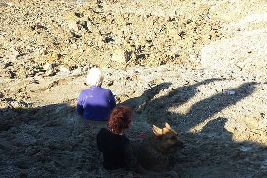 The women and their dog await rescue. Picture: Herne Bay Coastguard