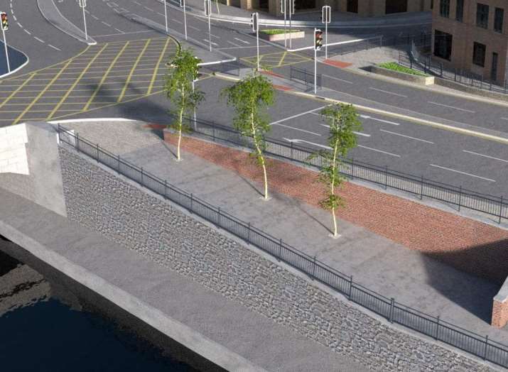 Two lanes of traffic will be able to go straight across at the Bishops Way lights. Pic: Maidstone Borough Council