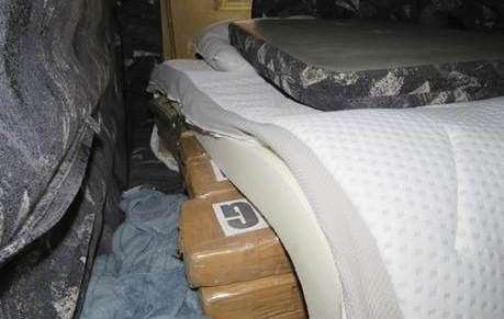 A 95kg haul of class A drugs was discovered stuffed inside a mattress by Border Force officers at Dover docks