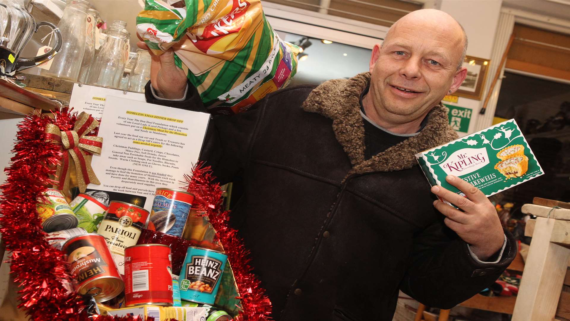 Tony Dambiec, shop employee and former homeless man at Trash or Treasure, is running a collection of food for the homeless in Maidstone. Picture: John Westhrop
