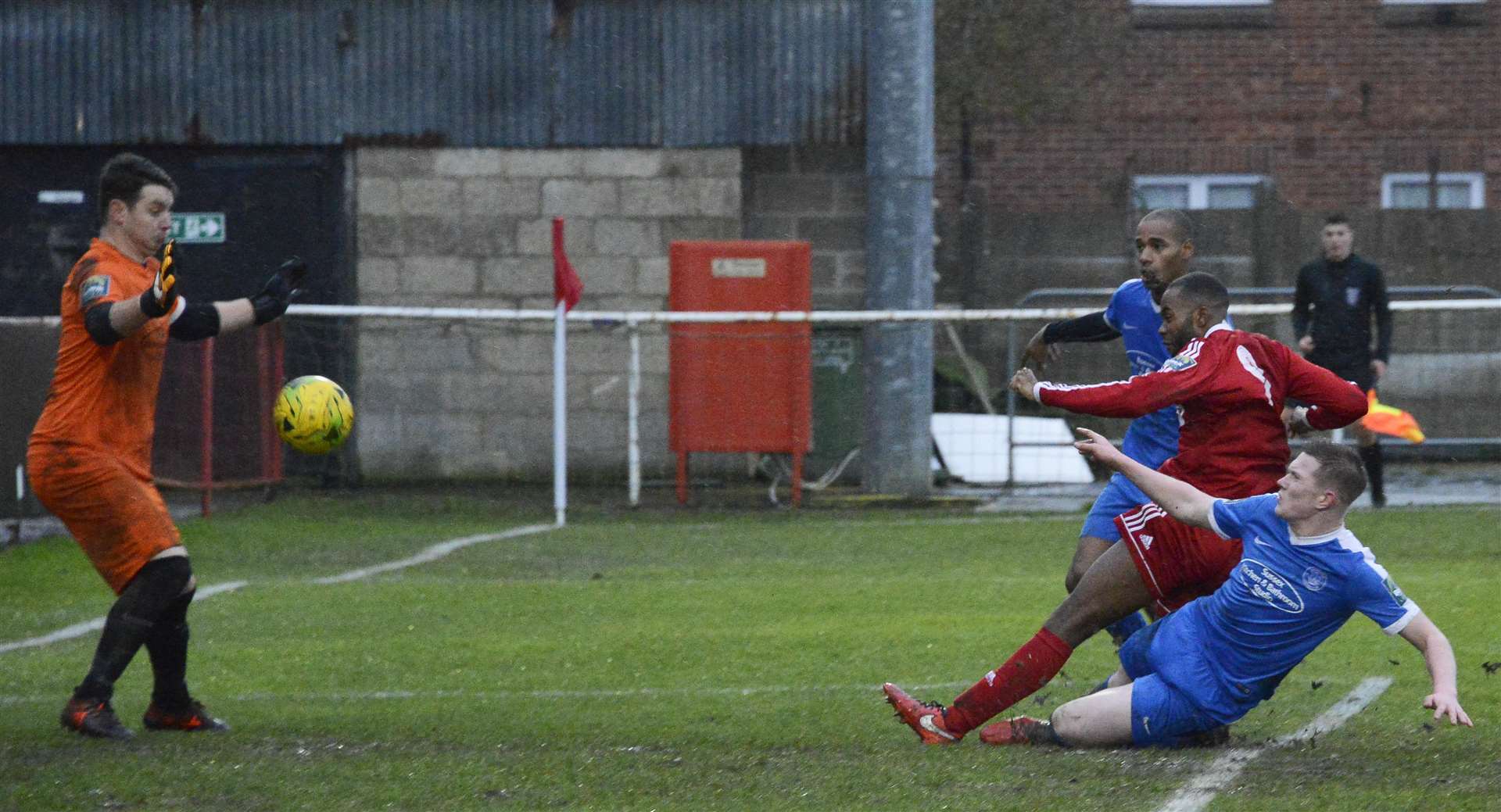 Zak Ansah scores another goal for Hythe Picture: Paul Amos