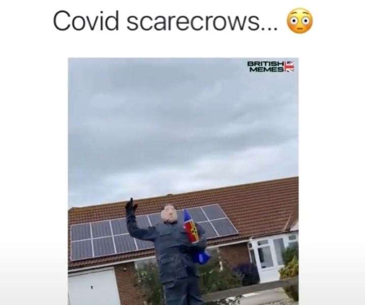 The Kim Jong Un scarecrow in 2021which became a meme. Picture: British Memes / Instagram