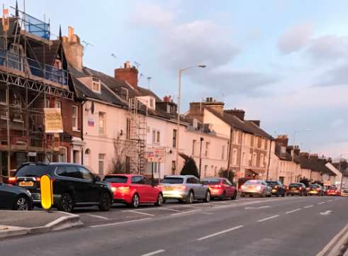 Traffic on Somerset Road queuing to get to junction 10