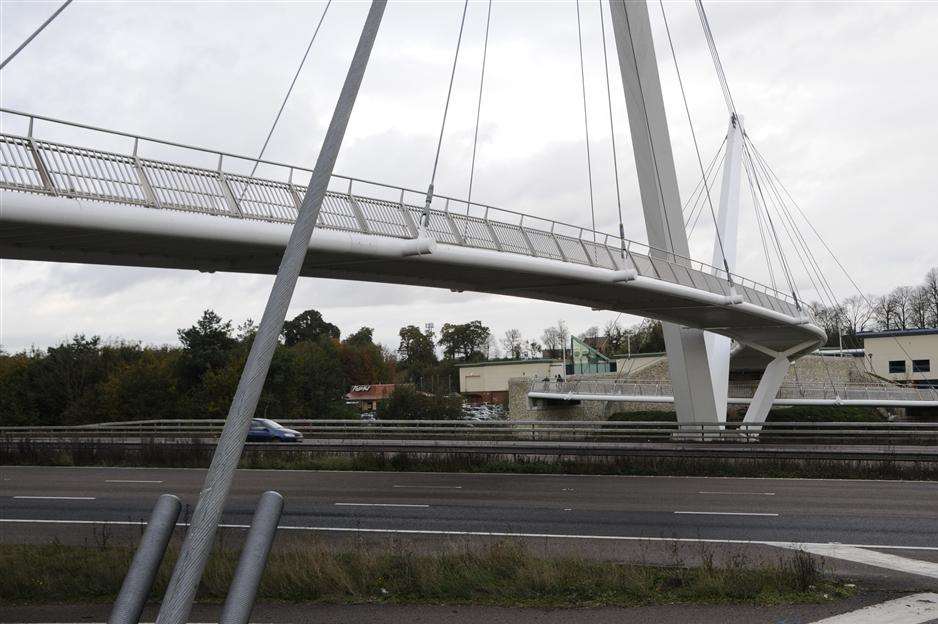 The Eureka Skyway bridge over the M20 at Ashford