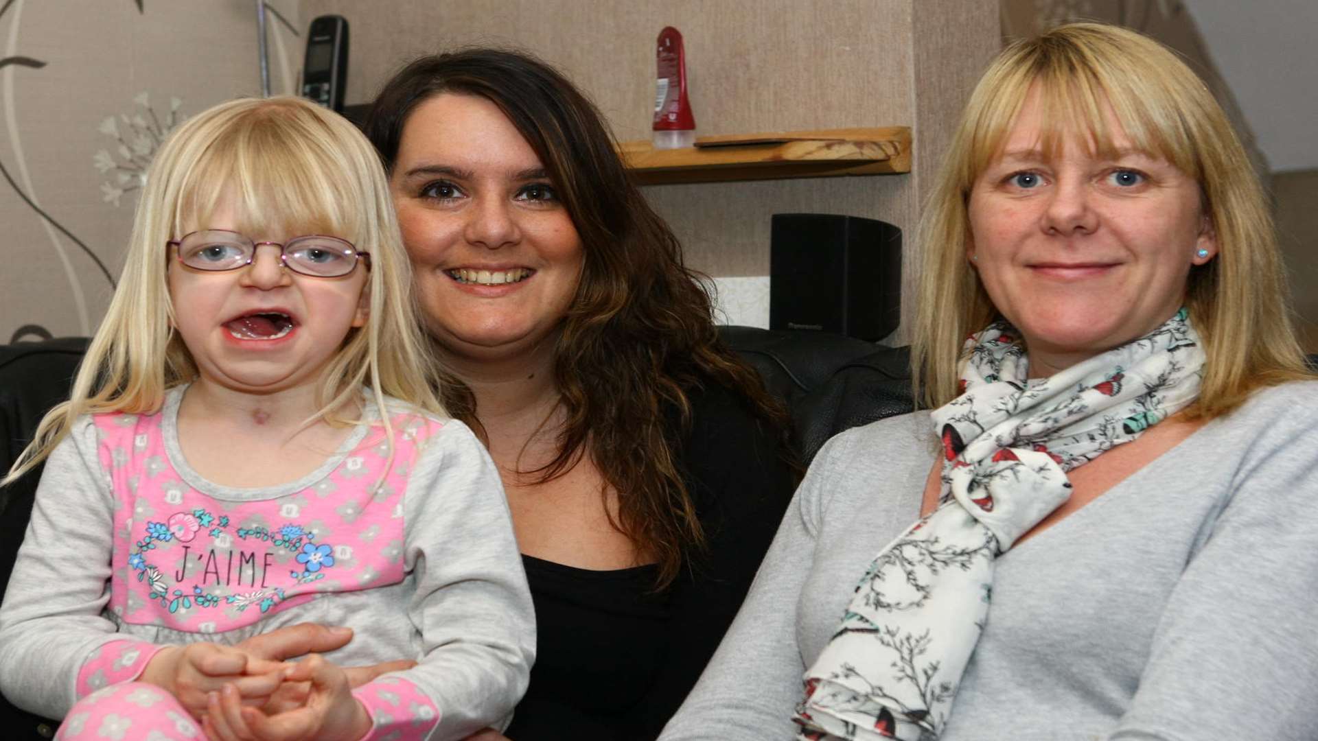Coral Scott with family friend Marie Wyles and mum Jade