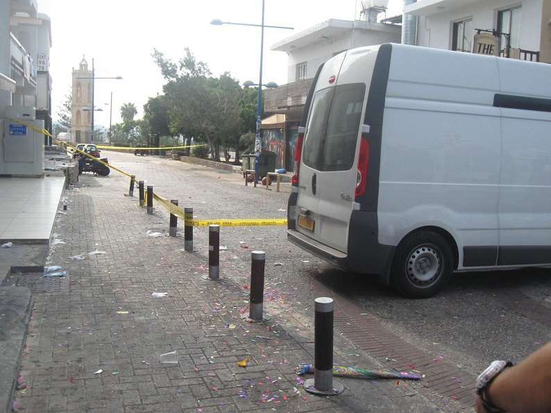 The street in which the attack took place was taped off by police. Picture: Cyprus News Agency
