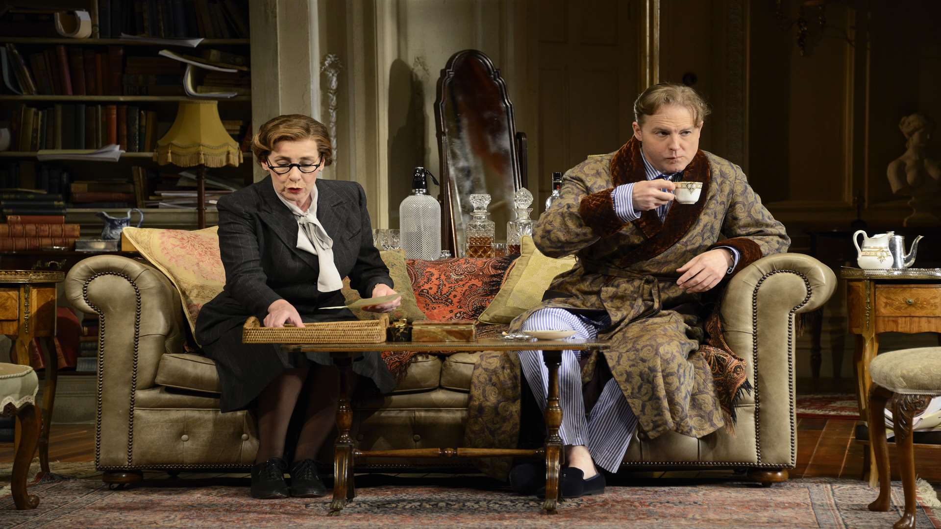 Phyllis Logan and Samuel West in Present Laughter. Picture: Nobby Clark